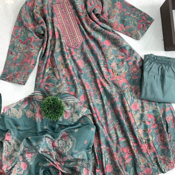 PRINTED PARTY WEAR WITH LONG DUPPATTA