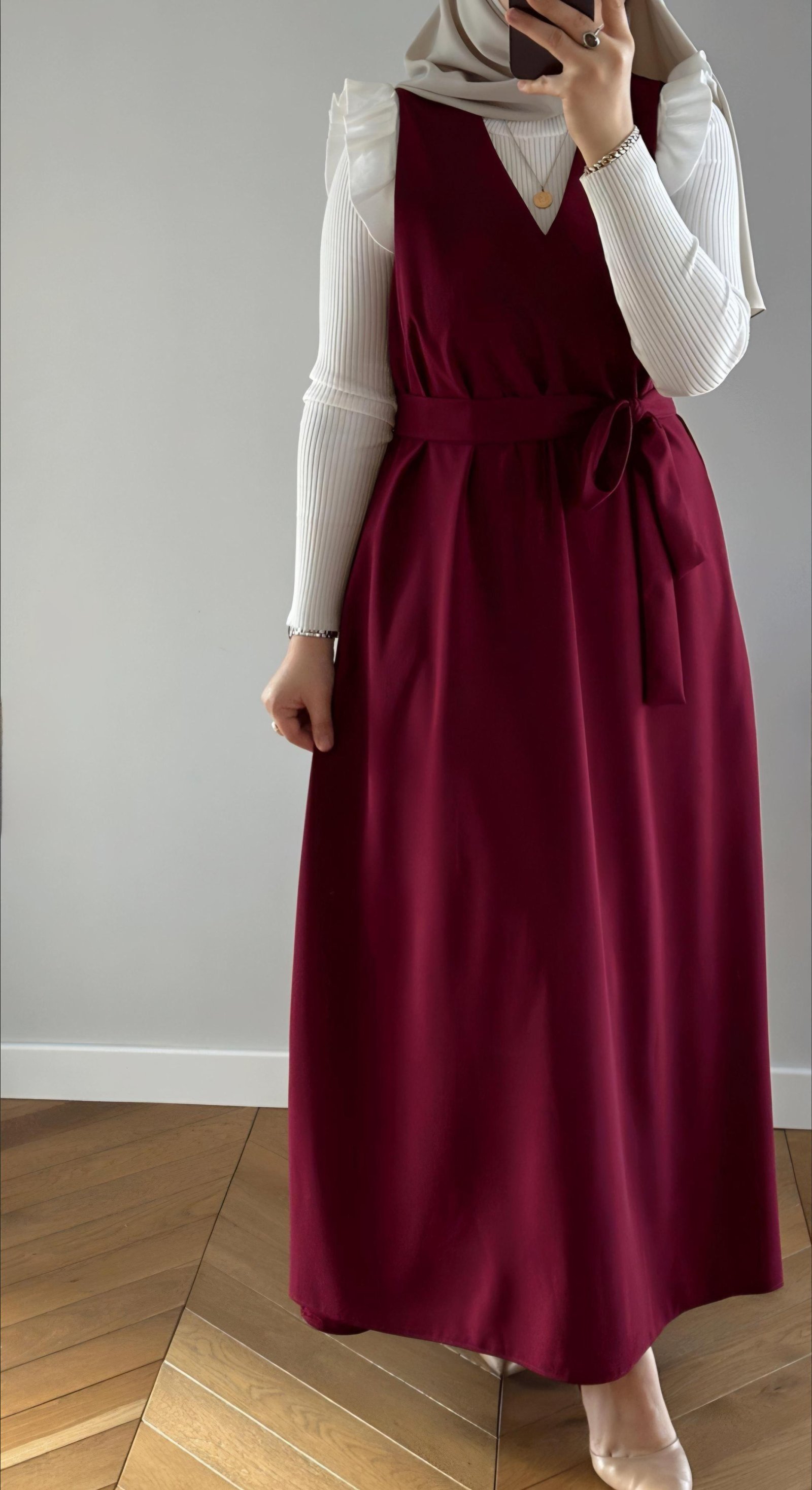 PINAFORE WITH RIB SHIRT