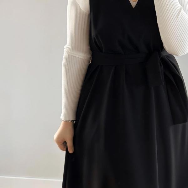 PINAFORE WITH RIB SHIRT