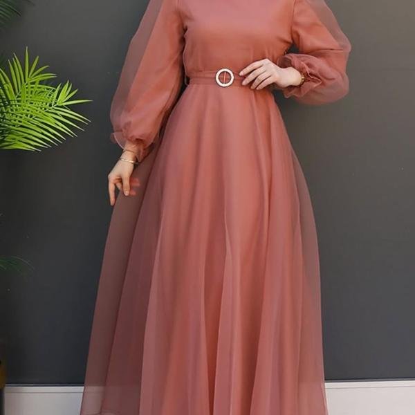 ORGANZA GOWN WITH BELT